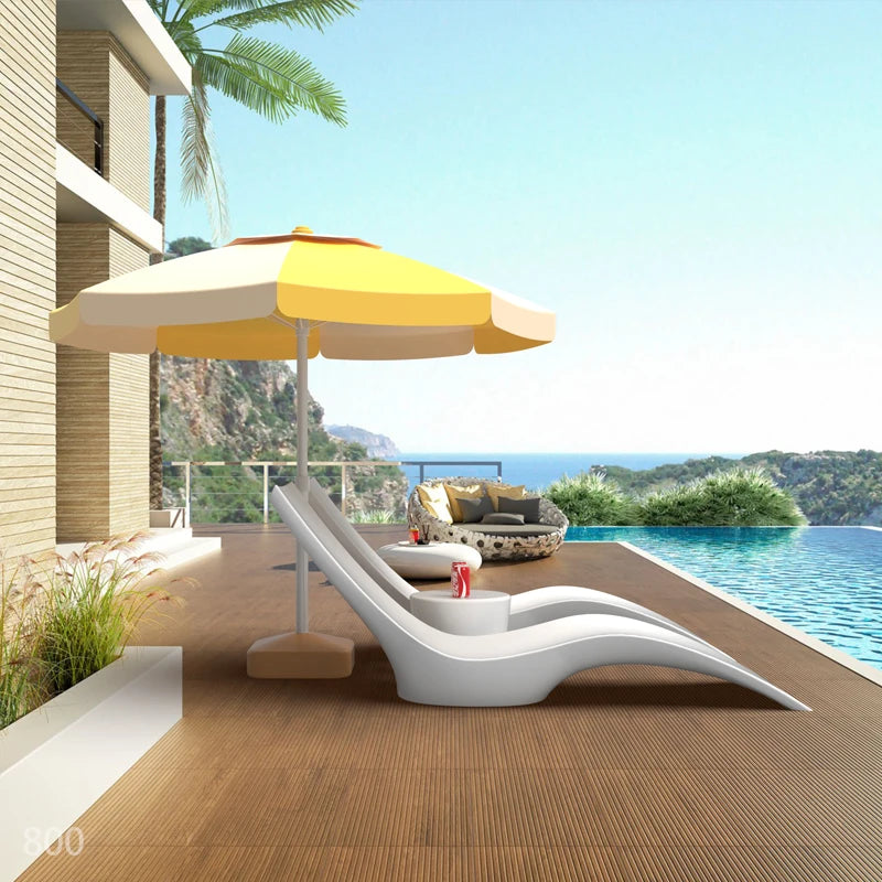 Outdoor Pool Furniture PE Plastic Sun Lounger Chaise Pool Deep Lounger