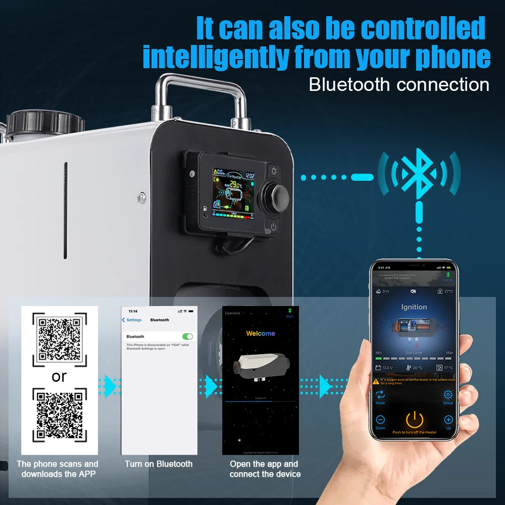 White vertical new 2/8KW Car Heater Diesel Air Heater Be common Bluetooth version 12V/24V/220V  camping for Truck Boat Bus RV