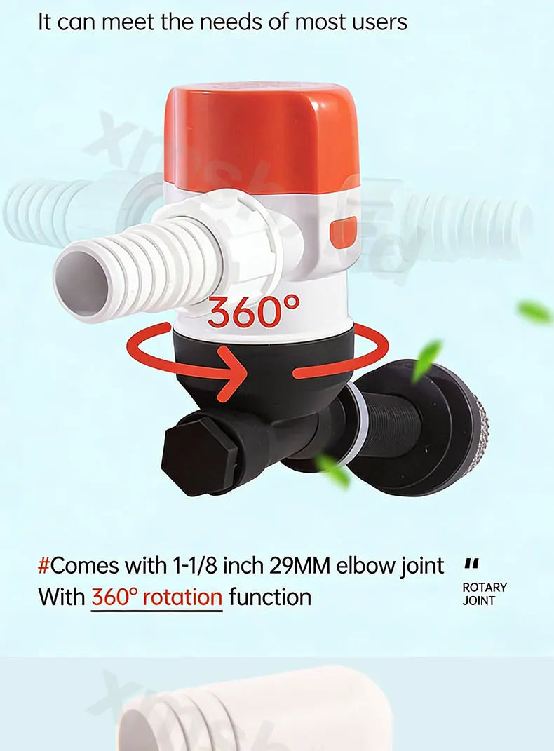 DC12V Yacht Aerator Bait Pump Livewell DC Submersible Pump for Lures, Sea Fishing, Boat Fishing, Etc.Boat Water Pump