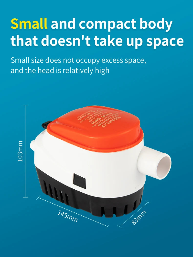 Marine Water Pump Small Bilge Pump 12V24V Yacht Drainage Fast Boat DC Submersible Pump Bilge Automatic Drainage Pump