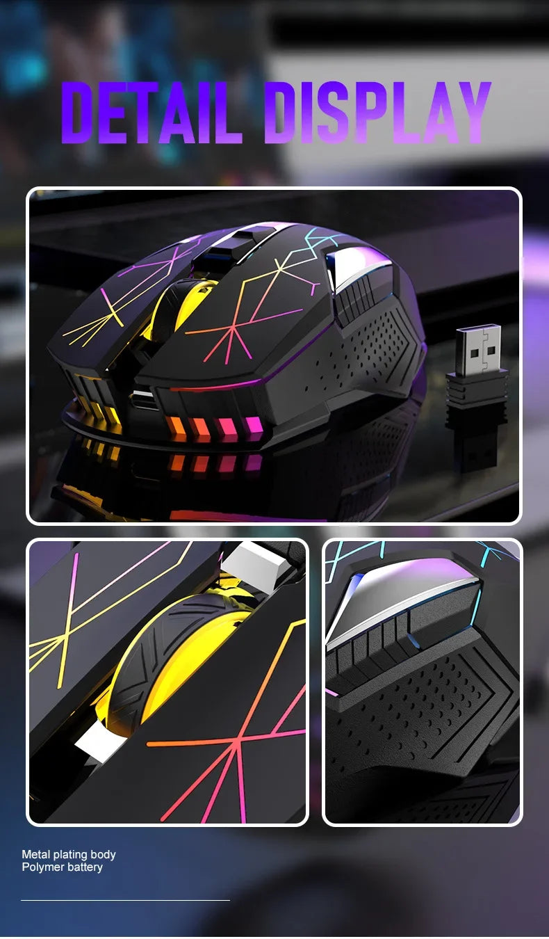 Ziyoulang X18 Wireless Charging Mechanical Mouse RGB 2400dpi Esports Gaming Mouse Pc Office Laptop Gaming Computer Free Wolf X18