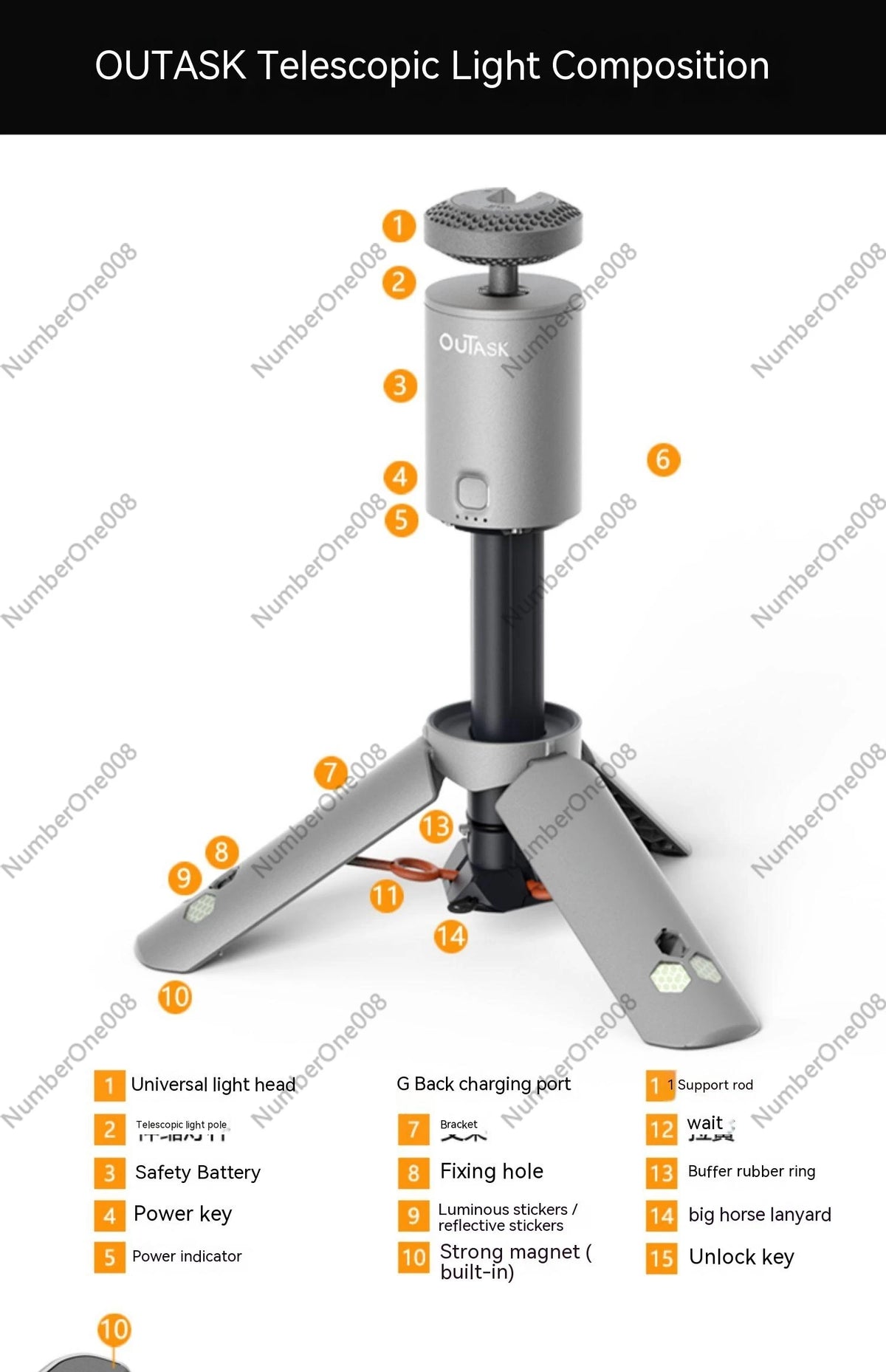 Telescopic Lantern All Terrain Outdoor Multifunctional Camping Light Phone Charging Treasure Travel Emergency Tent Lamps