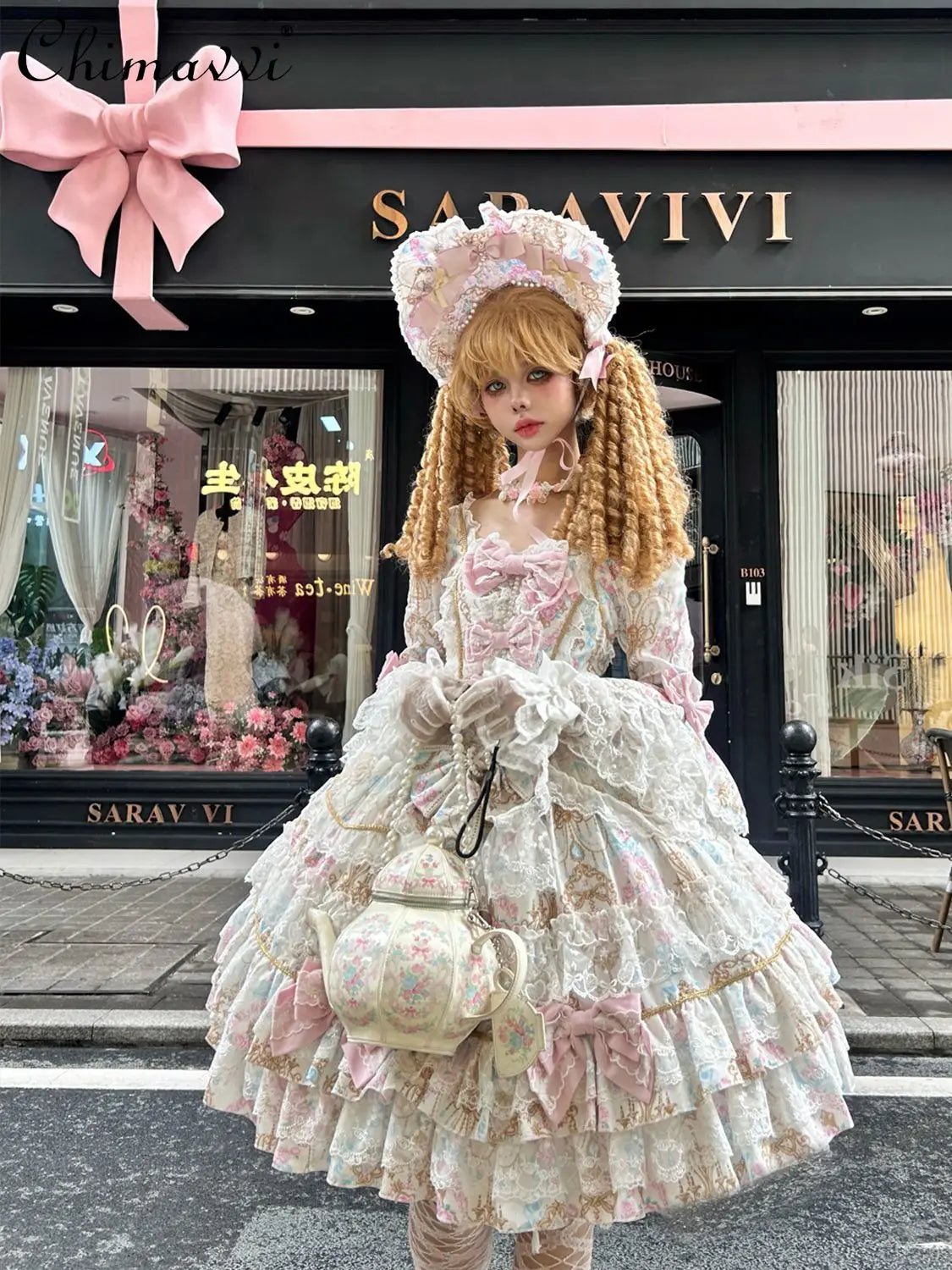 Original Design Lolita Sweet Long Sleeve OP Dress Women Autumn Super Fairy Cute Bow Birthday Party Girls Princess Dresses