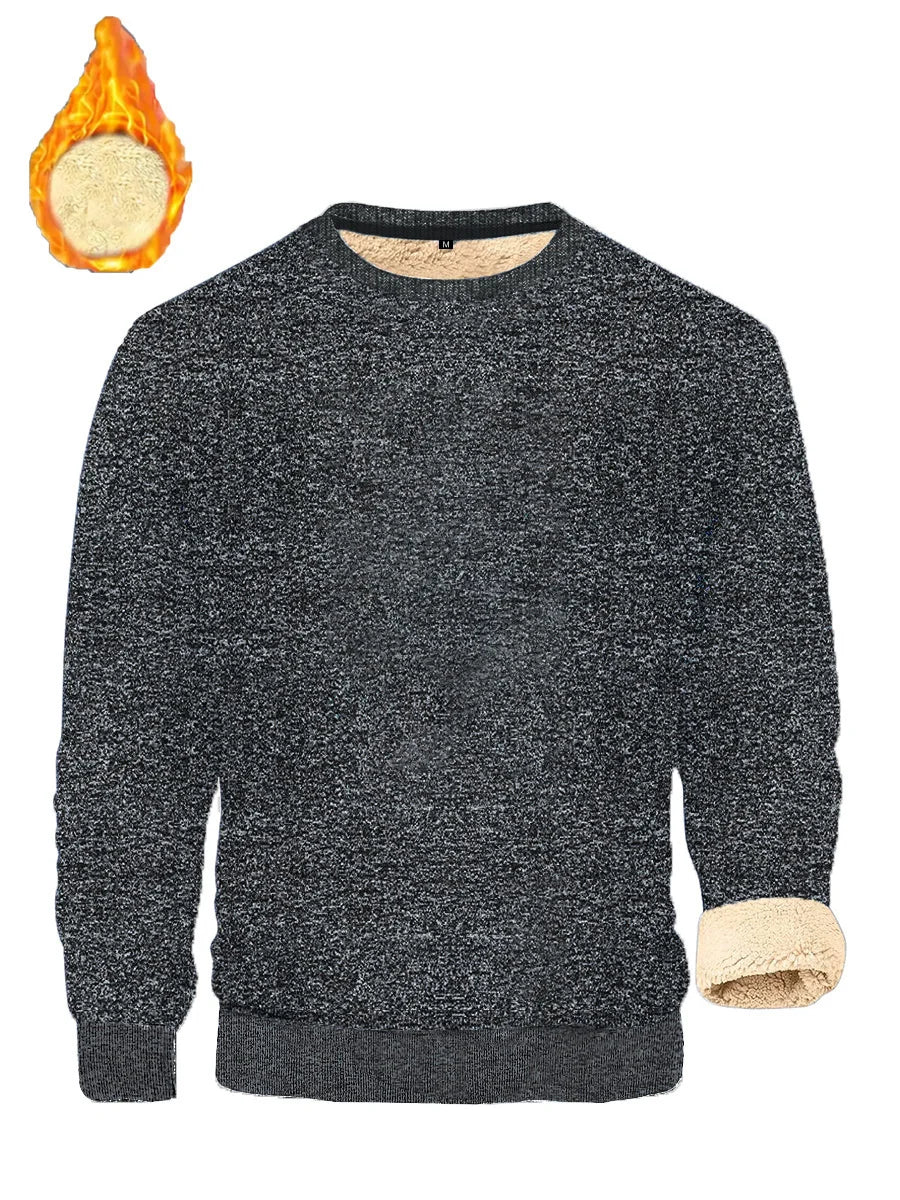 Lamb Fleece Round Neck Top for Men in Winter with Thick and Warm Fleece Hoodie