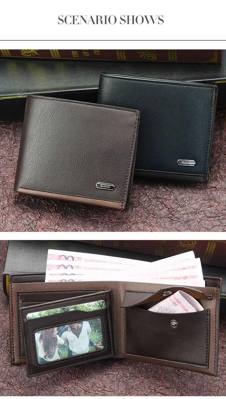 Men Wallets New Short High Quality Coin Pocket Bag Brand Men's Wallet Simple Credit Card Holder Photo Holder Men's Money Clip