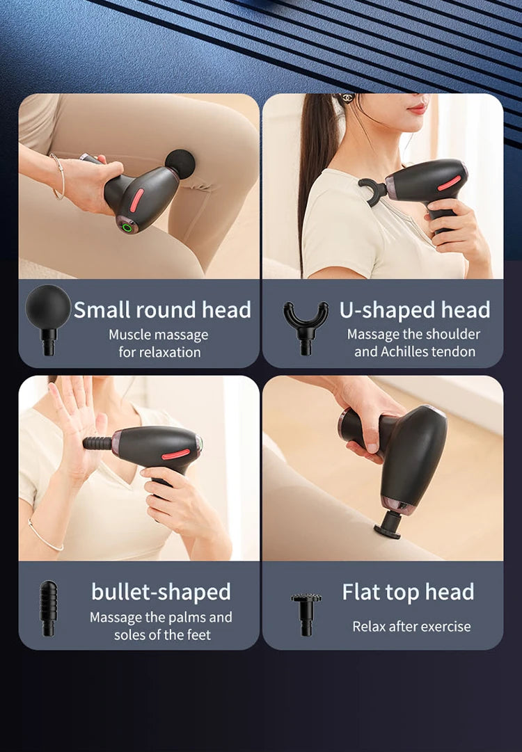 Mulit functional fascia gun with Extended Handle Percussion Back Massager for muscle relaxation  Back Waist Body Massage