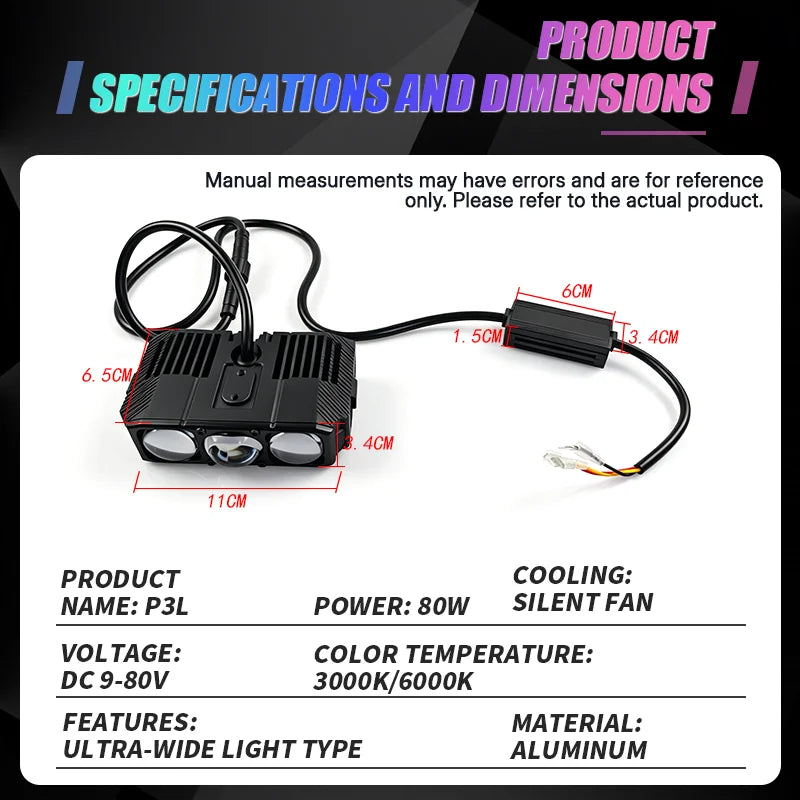 Super Bright 170W Mini Projector Car LED Light, IP66 Waterproof External Auxiliary Work Light for Car, SUV & Motorcycle