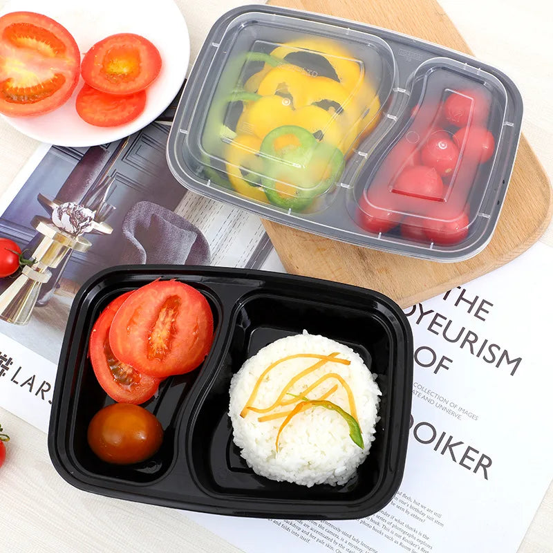 10Sets Disposable Food Storage Boxes with Lids Plastic Bento Lunch Box Microwave Refrigerator Container Stackable Kitchen