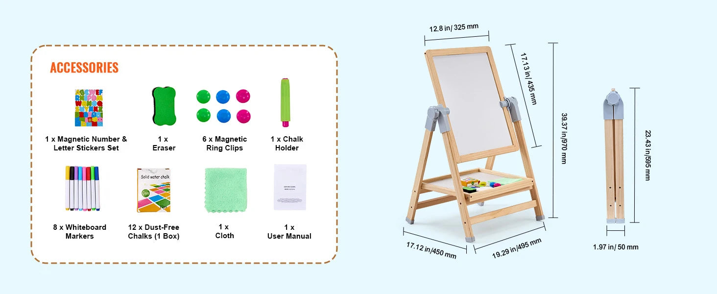 SucceBuy Standing Magnetic Drawing Board WordPad Art Easel with Painting Accessories Children Educational Toys for Kids Boy Girl