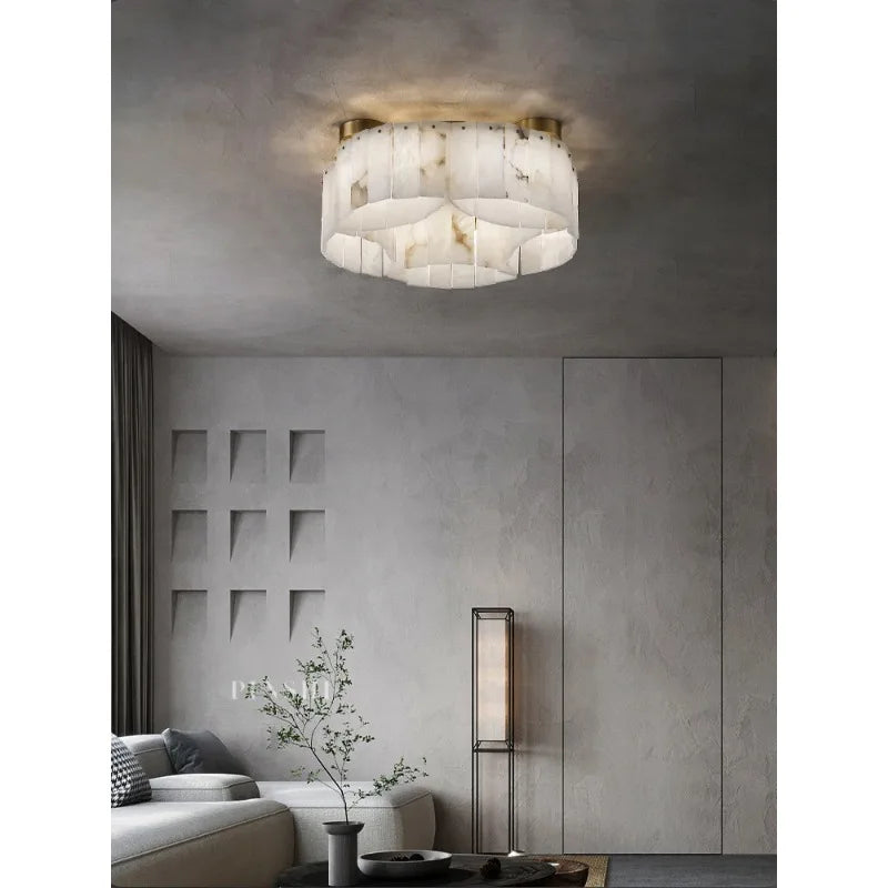 Modern Light Luxury Natural Marble Ceiling Pendant Lamps Home Decor Appliance Hanging Lamps Brushed Matte Gold Lighting