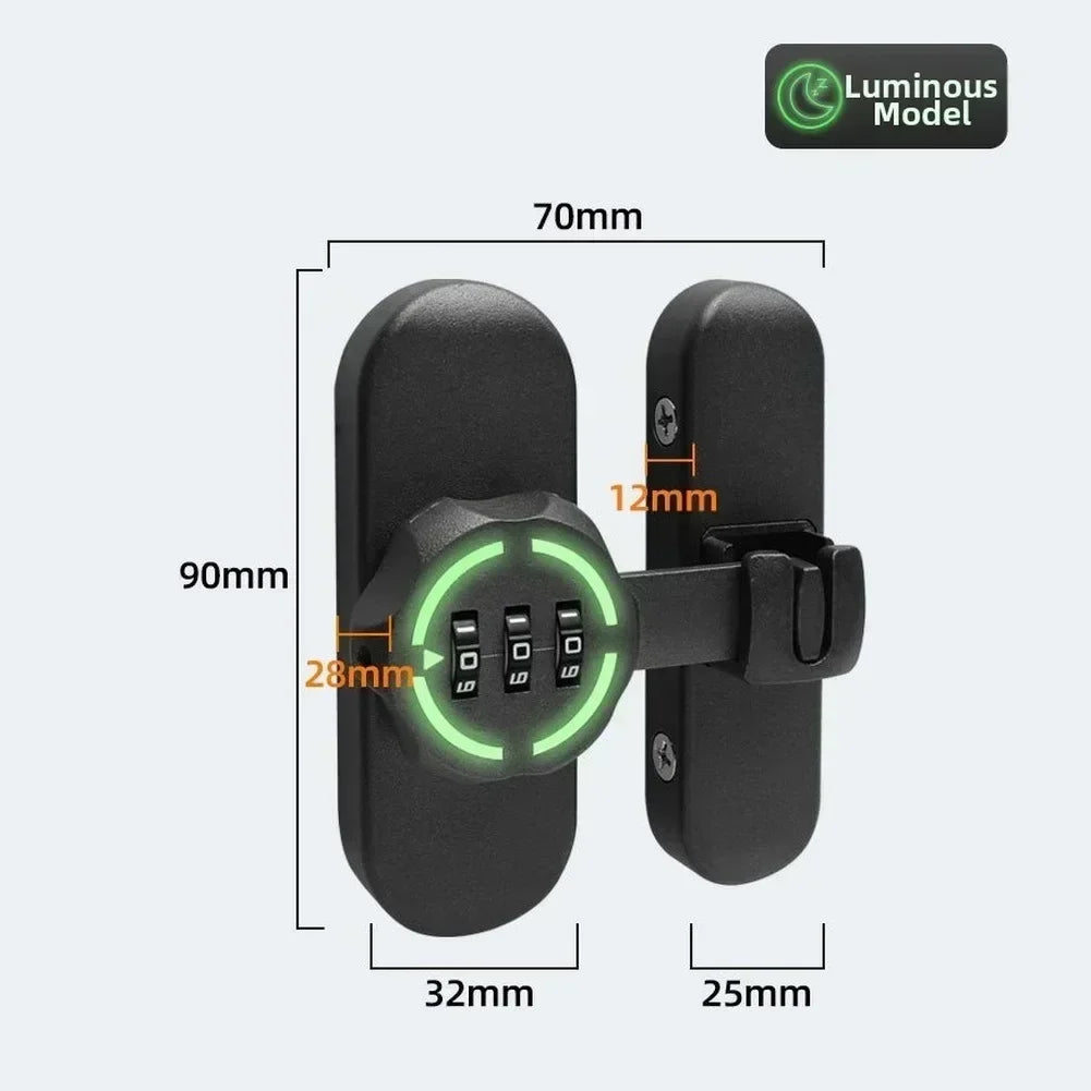 Password Door Latch 90/180 Degree Barn Sliding Bathroom Lock Digit Security Password Keyless Drawer Cam Lock For Drawers Cabinet