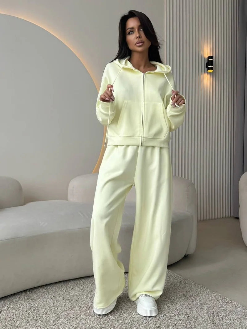 Fashion 2 Piece Sets Women Outfit Autumn Clothing Women 2026 Zip Hooded Sweatshirt Top and Pants Suit Casual Tracksuit Woman Set