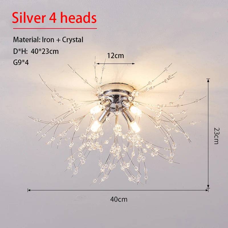 Dandelion Crystal Chandelier Nordic Modern Living Room Dining Room Bedroom Ceiling Light Room Light Fireball Decorative Light