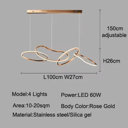 Light luxury LED lustre pendant lights hanging lamps black gold rose gold light for indoor bedroom dining table light fixture