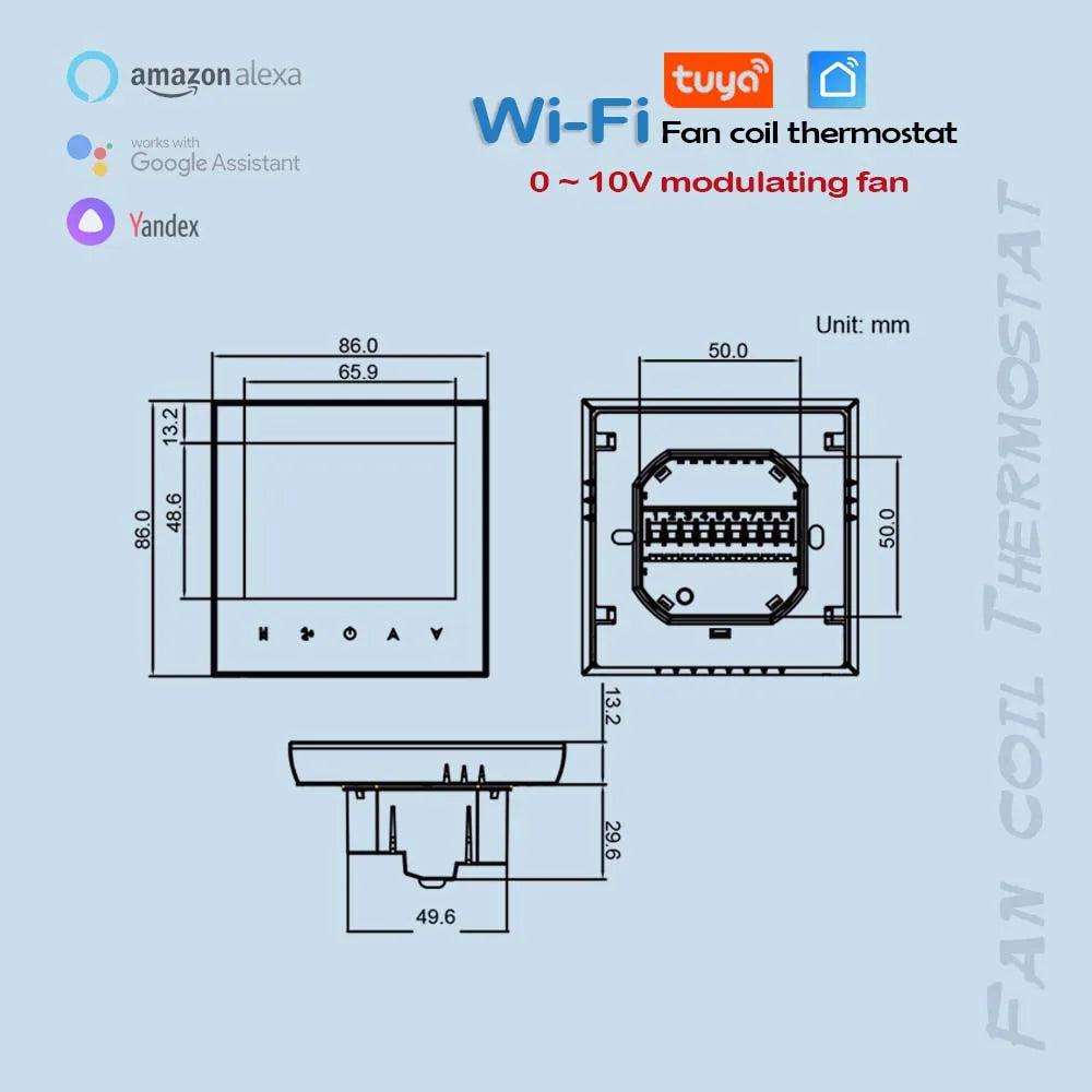 0-10V fan temperature regulator 2P air conditioning temperature controller with TUYA WiFi