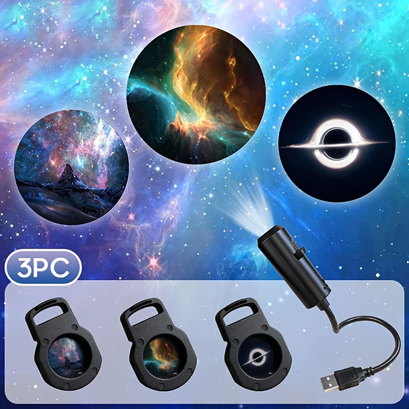 LED Galaxy Projection Light 1 Light+10 Pictures Change, LED Galaxy Projector, Starry Sky Lighting Night Light