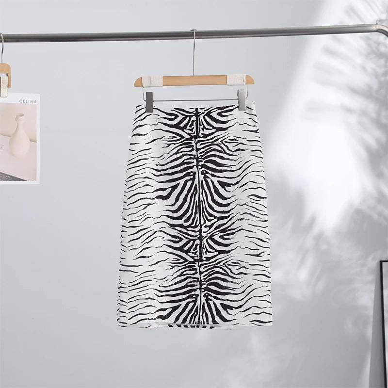 Fashion Zebra Print Women's Skirt High Waist Straight Loose Skirt Chic 2026 Spring Summer New Street Daily Wear Ladies Clothing