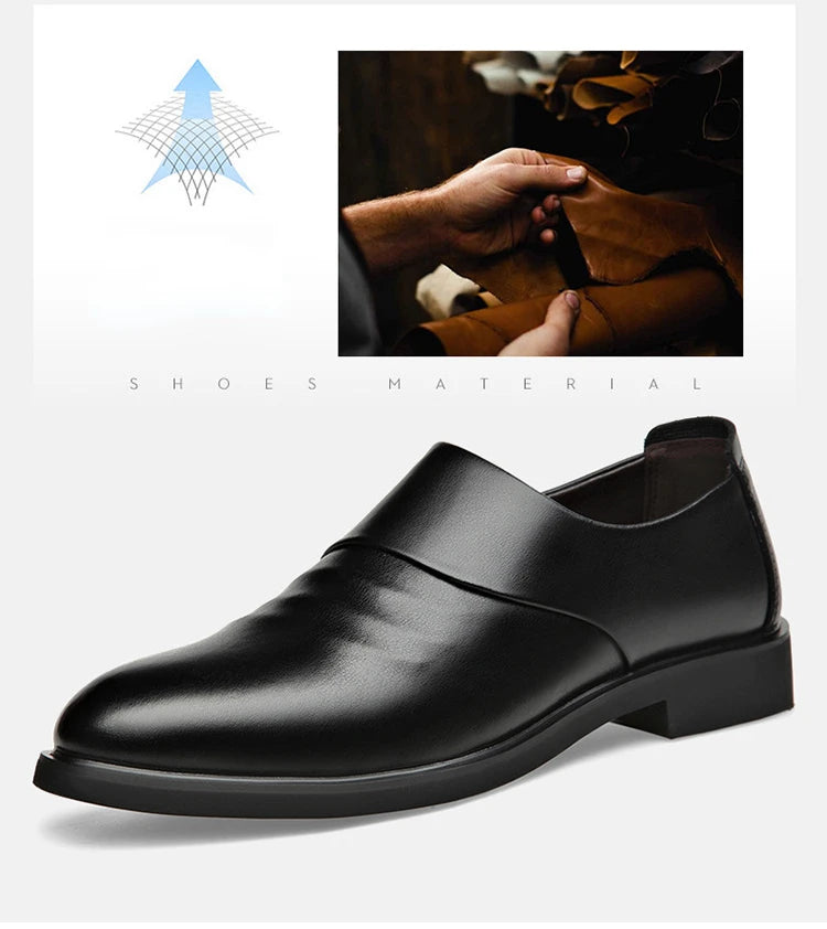 Spring Autumn Cow Leather Shoes for Men Fashion Casual Increase New Designer Men's Dress Shoes Black Platform Shoes Male