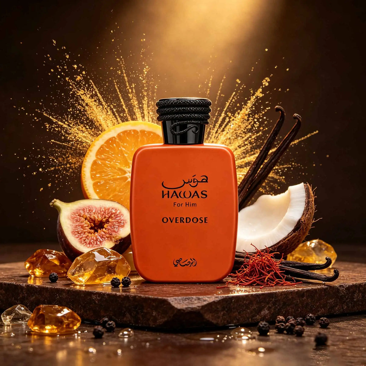 Hawas For Him Overdose EDP For Men 100ml, Citrus Aquatic Woody Perfume, Long‑Lasting Luxury Arabian Scent.