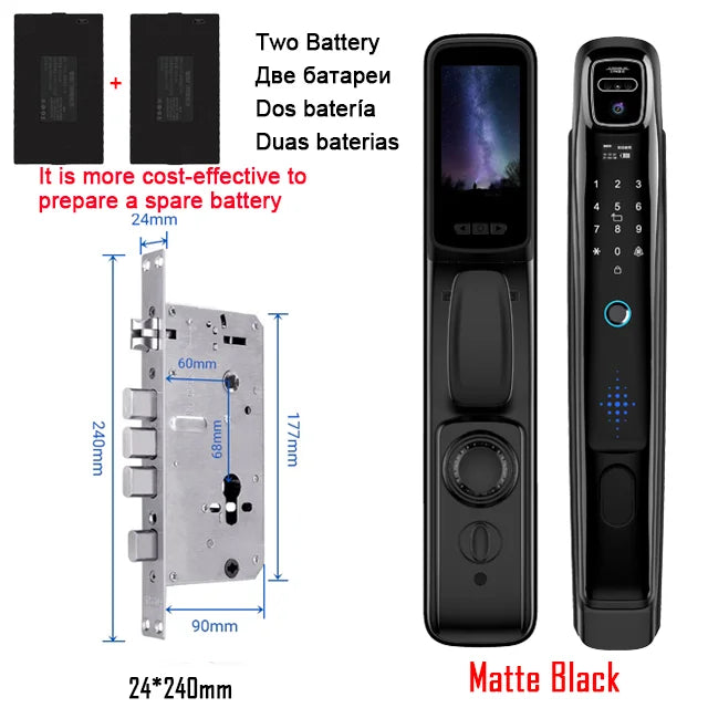 Wifi Tuya APP Face Recognition Smart Door Lock With Camera Video Call Voice Intercom Digital Door Lock Automatic Door Lock