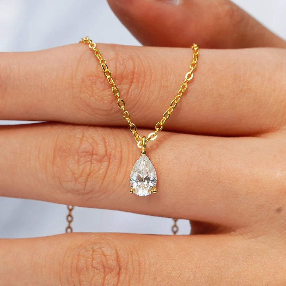 1CT / 2CT Emerald Heart Pear Princess Moissanite Diamond Pendants Necklaces For Women S925 Silver Fine Jewelry Women's Pendants