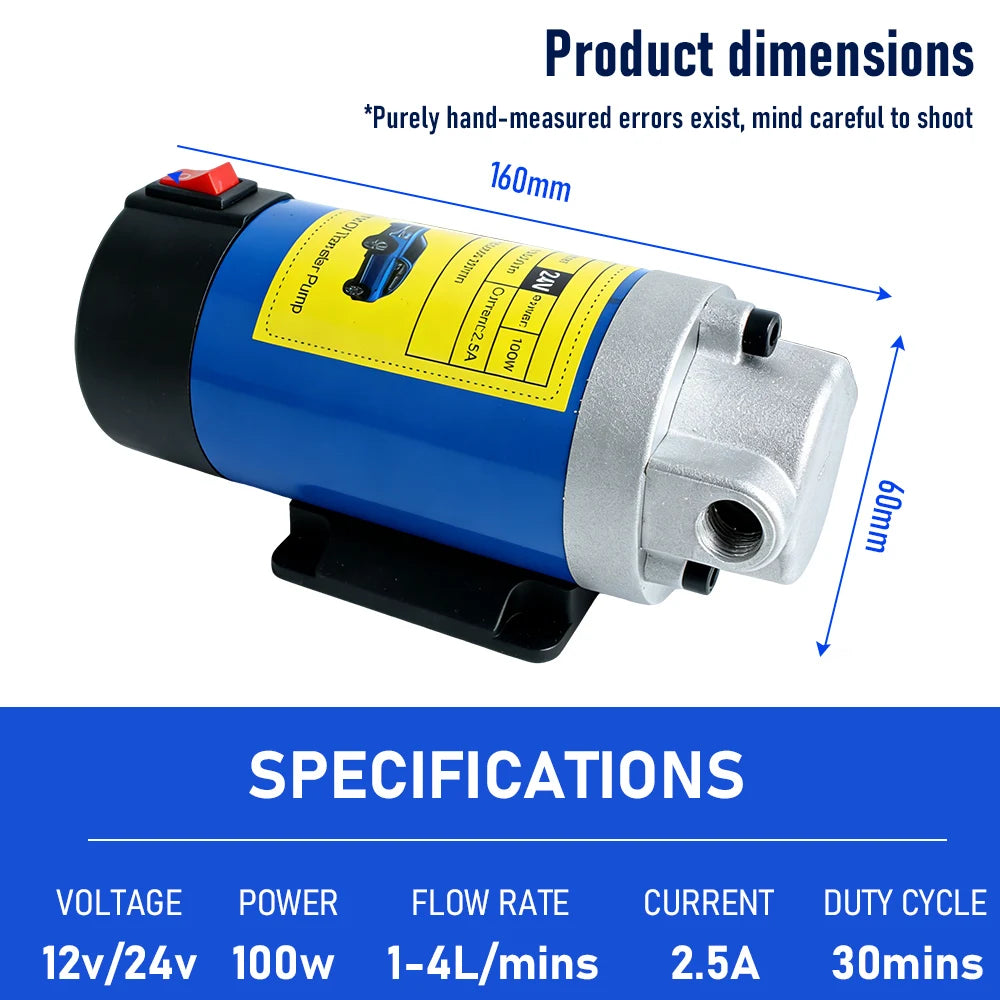 12V 24V Electric Oil Transfer Pump 1-4L/min Car Motor Oil Diesel Extractor Scavenge Suction Fluid Change Pump