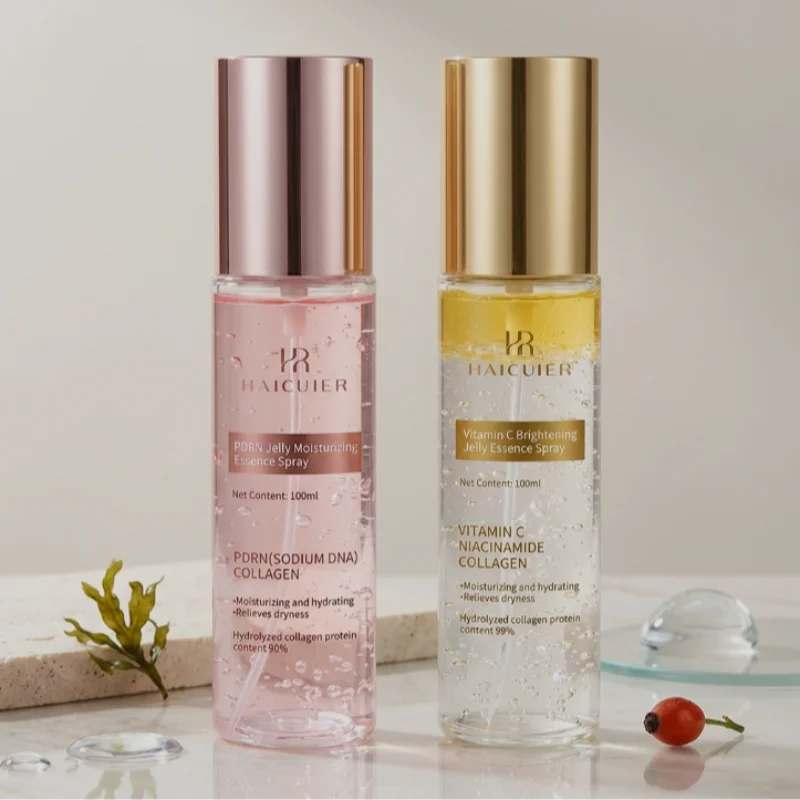 PDRN Vitamin C Jelly Essence Spray 100ml, Niacinamide Collagen Glow Soften Relieve Dryness Pre-makeup Spray Daily Skincare Set