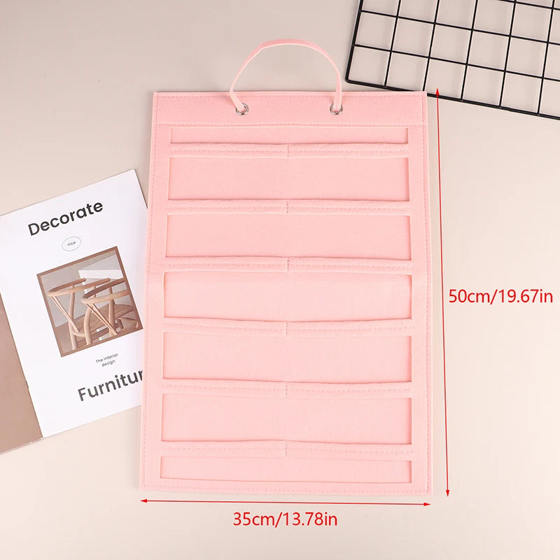 Hanging Hair Claws Clip Storage Pink Organizer For Women Girls Felt Headbands Display Hairpin Sunglasses Accessories Holder Bag