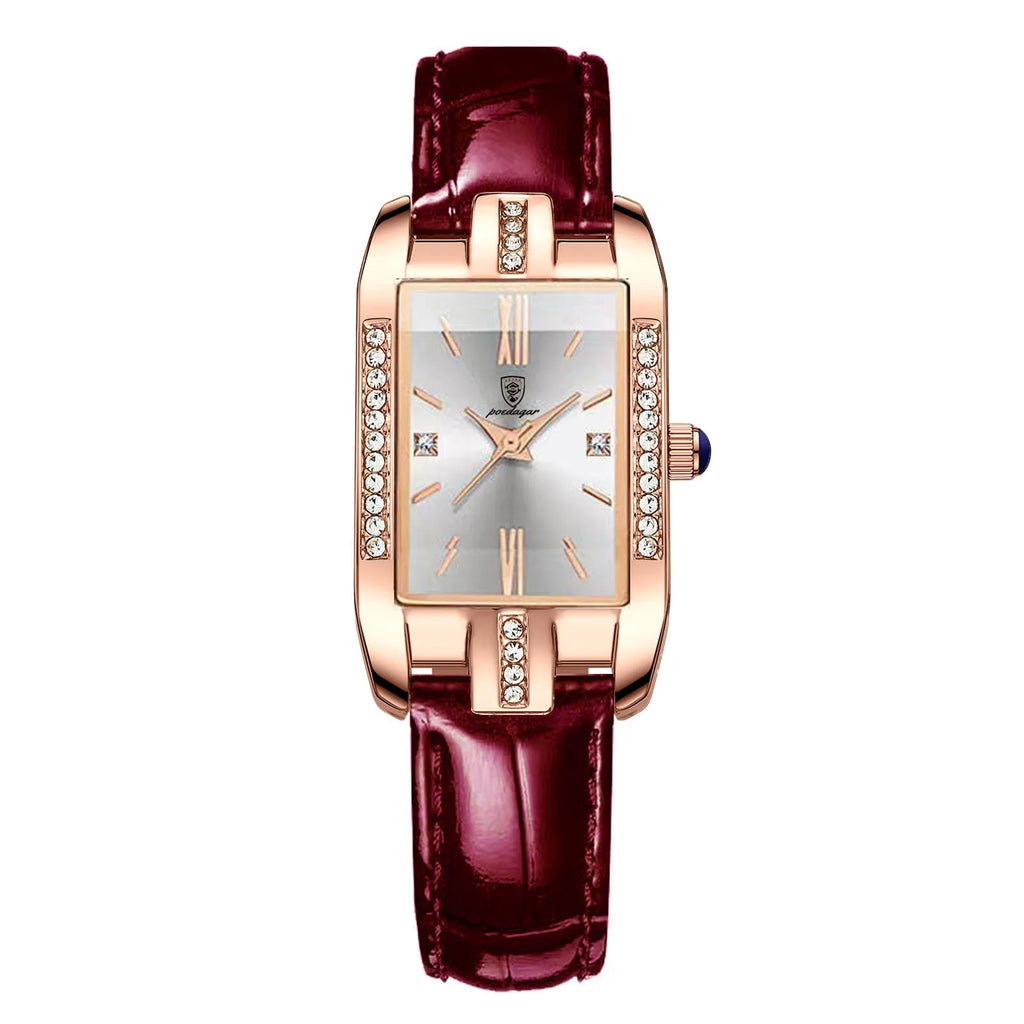POEDAGAR Fashion Quartz Watch Female Luxury Elegant Clock Waterproof Leather Band Creative Diamond Women Watch Montre Femme Gift