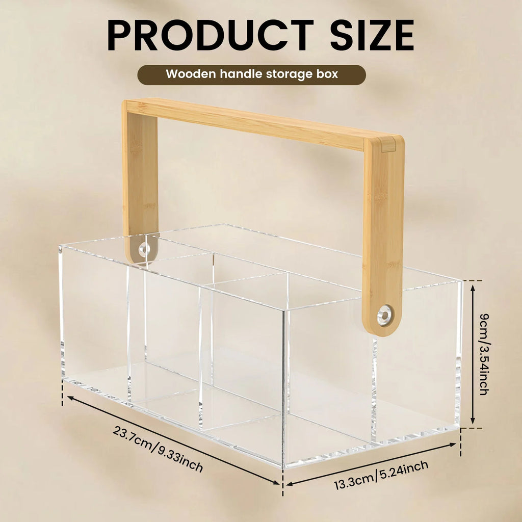 4 Grids Acrylic kitchen cutlery organizerTableware Plates Cutlery holder with Handle Multipurpose
Cosmetics stationery organizer