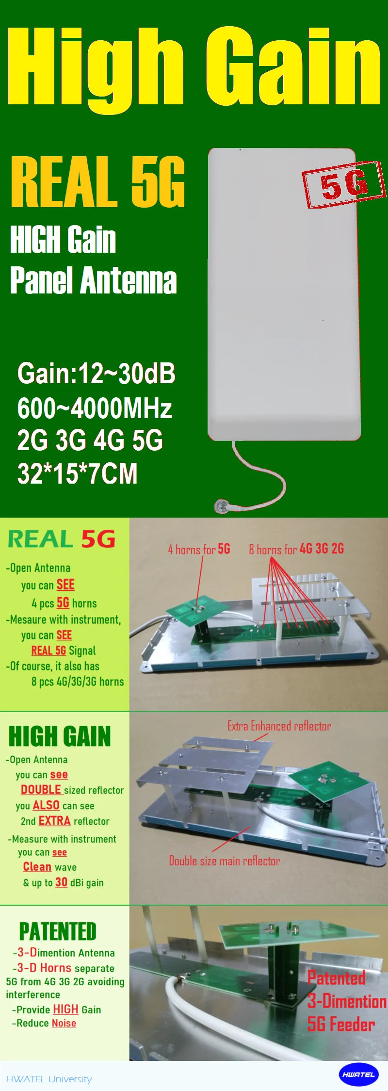 Indoor Cellular Mobile Cellphone Signal Panel Ceiling Whip 5G 4G 3G Splitter Antenna for Router Amplifier Booster Repeater AP