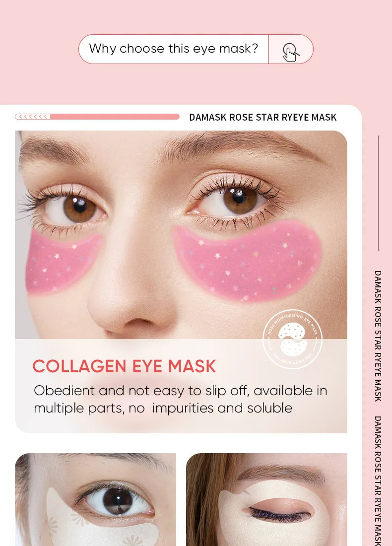 60 Pieces of Rose Starry Sky Collagen Eye Mask, Anti-Dark Circles, Anti-Eye Bags, Moisturizing and Firming Eye Patches, Eye Skin Care