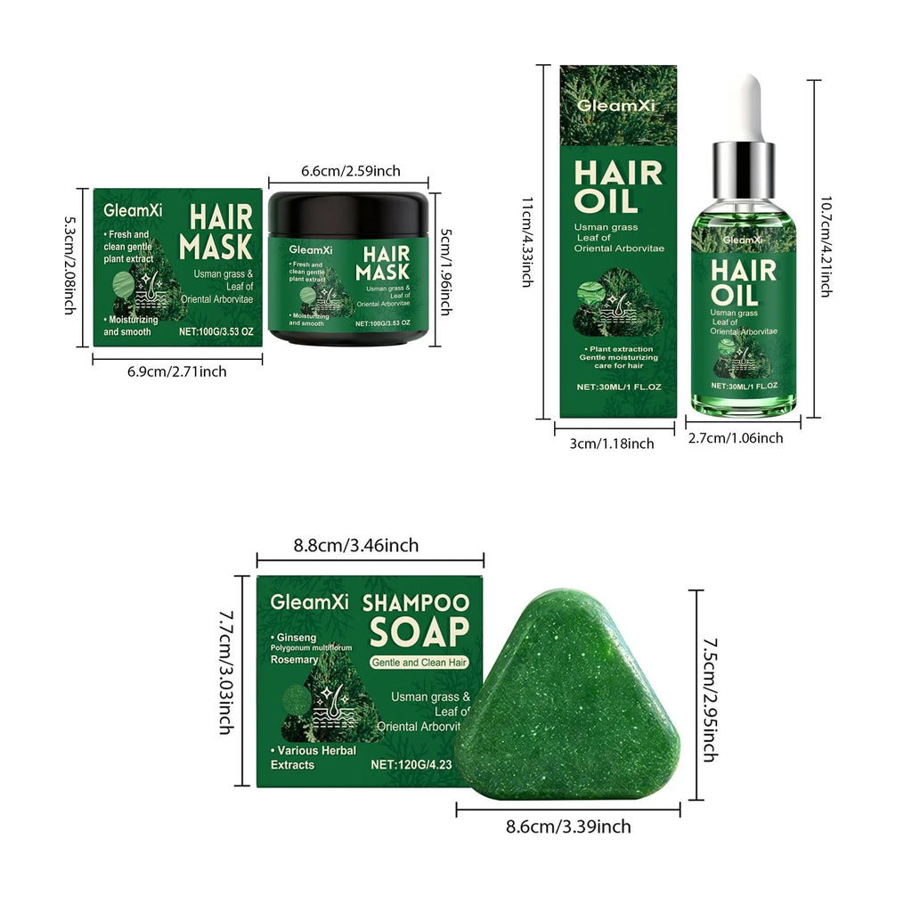 Usman Grass Shampoo Soap Hair Growth Oil Anti Loss Strengthen Hair Regrowth Nourish Improve Split End Repair Damaged Hair Mask