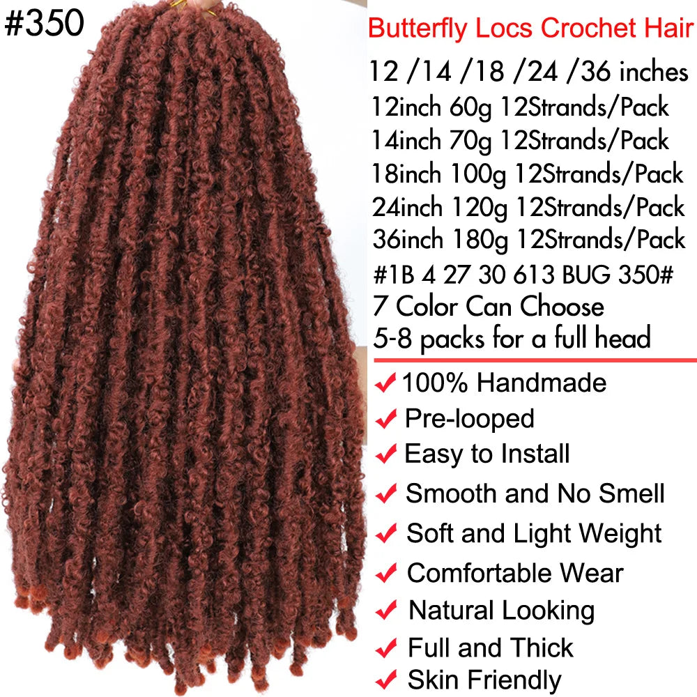 12 14 18 24 36 Inches Distressed Butterfly Locs Crochet Hair Faux Locs Crochet Braids Messy Soft Locs Braiding Hair Extensions