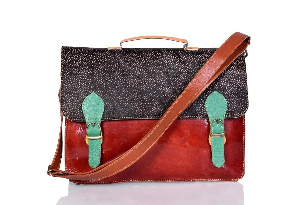 New Luxury Women's Crossbody Laptop Messenger Bag in Multicolor 100% Genuine Leather With Flap Closure Stylish Shoulder Handbags