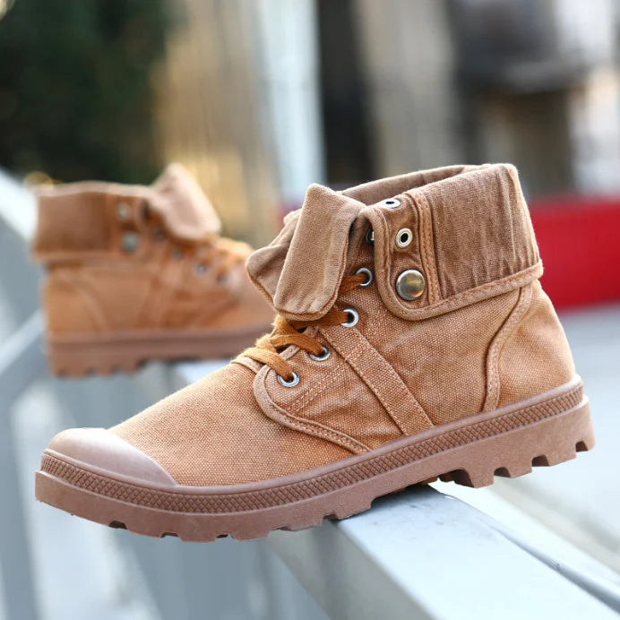 2023 Army Green Men's Canvas Boots High Top Deodorant Women's Denim Casual Sneakers Button Walking Zapatillas