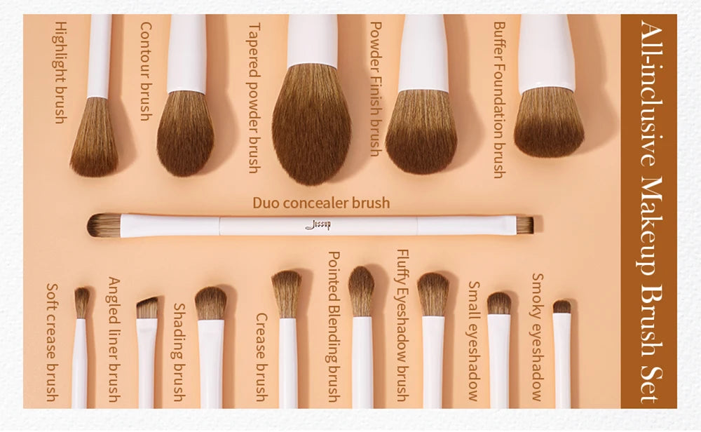 Jessup Makeup Brushes 14pc Makeup Brush Set Synthetic Foundation Brush Powder Contour Eyeshadow Liner Blending Highlight T329