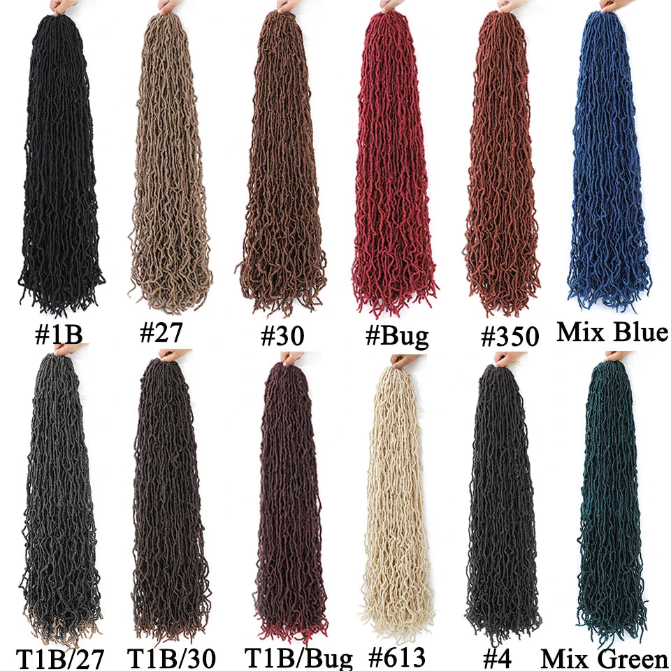 18”24”36” Mix Green New Faux Locs Crochet Hair Synthetic Curly Dreadlocks Hair Extensions Faux Cheveux Soft Locs Crochet Braids