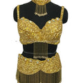 Professional Women's Belly Dance Costumes Sexy Style 3-Piece Egyptian Suit Satin Competition Bedlam Tribal Bra Belt Neckless Set