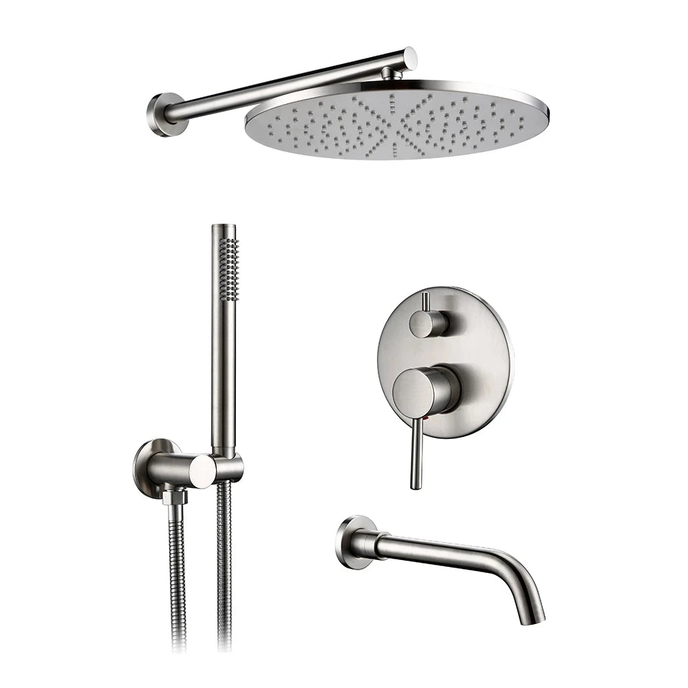 Bathroom Shower Faucet Brushed Rose Gold Smesiteli Brass 3 Way Diverter Valve Kit Hot & Cold Mixer Tap Tub Spout Hand Spray