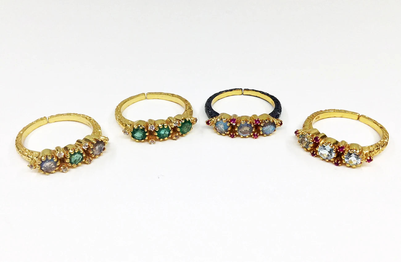 Sterling Silver 925 Gold Plated Supplier Wholesaler Custom Made Handmade Cheap Unisex Low MOQ Trendy Unique Multi Gemstone Rings