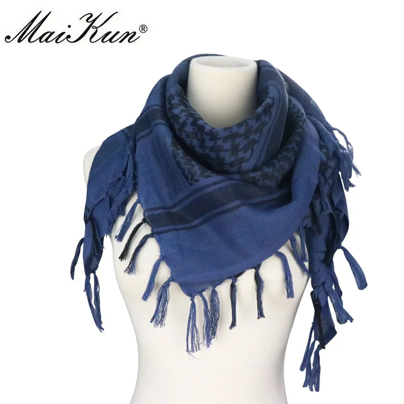 Maikun Cotton Arab Scarves Men Winter Military Keffiyeh Windproof Scarf Muslim Hijab Shemagh Tactical Desert Square Wargame