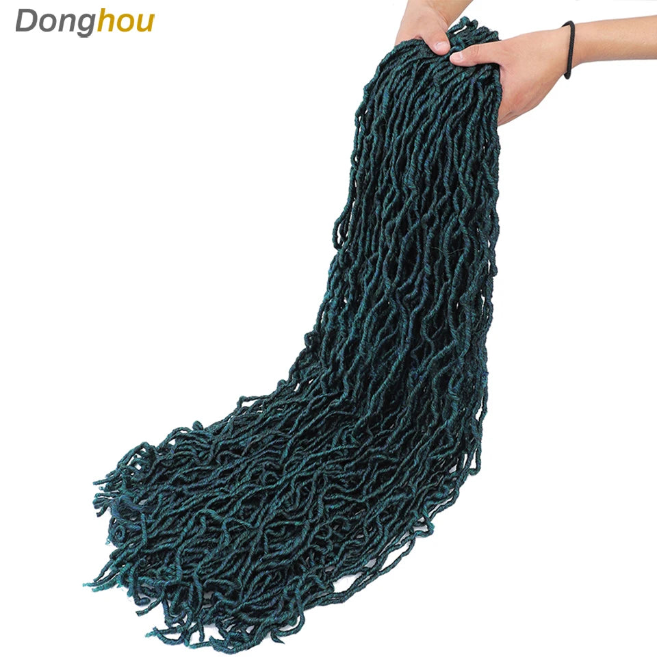 18”24”36” Mix Green New Faux Locs Crochet Hair Synthetic Curly Dreadlocks Hair Extensions Faux Cheveux Soft Locs Crochet Braids
