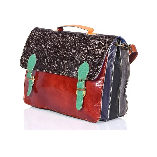 New Luxury Women's Crossbody Laptop Messenger Bag in Multicolor 100% Genuine Leather With Flap Closure Stylish Shoulder Handbags