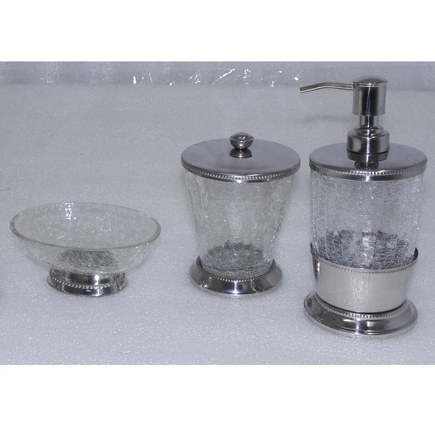 Hot Selling New Design  Metal and Glass Bath Accessory Set, Stainless Steel and Glass Metal Bathroom Set