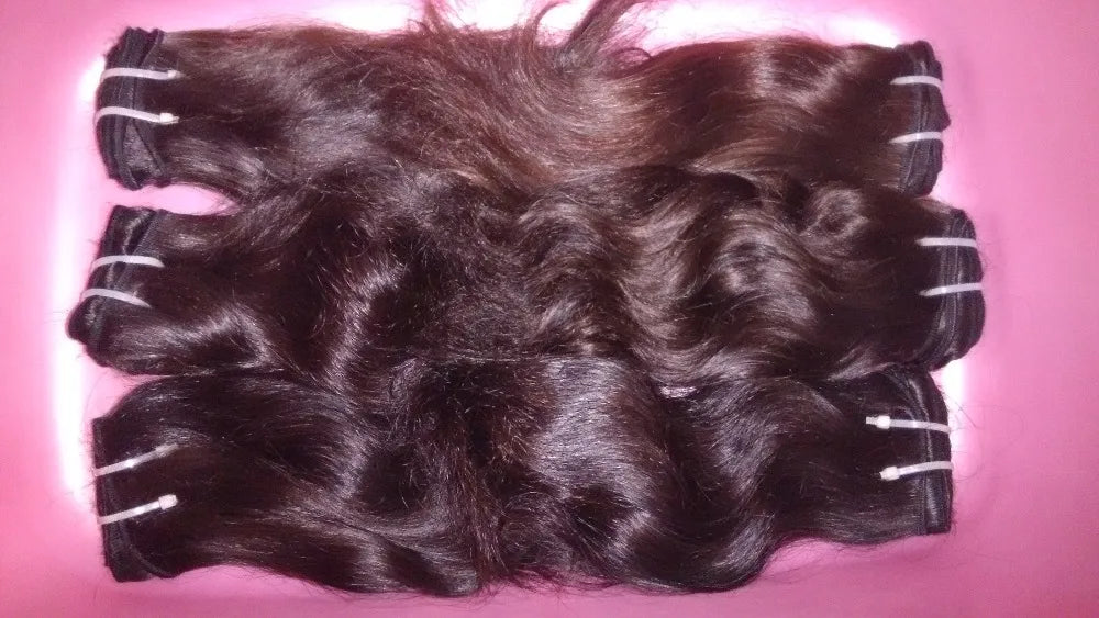 12A Hot  Wholesale South Indian Temple Hair Extension single donor Body Wave 28 Inches Straight Weft Raw Human Hair