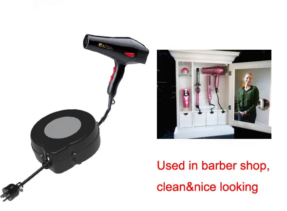 Small Cable Retractor, Retractable Power Cable Reel for Barber Shop