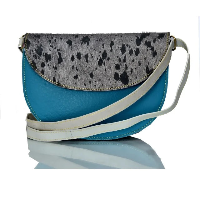 Crossbody Zipper Water Proof Genuine Leather Half Moon Shaped Sling Flap Bag Embroidery Leopard Print Tassel Shoulder Sling Bags