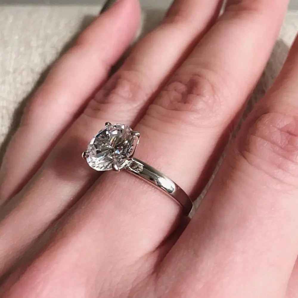 Round Brilliant Cut Moissanite Engagement Ring Gold ,moissanite Solitaire Ring 2.00 Carat White Engagement Bands or Rings in 14k