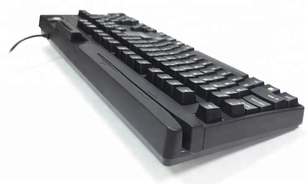 Saral Optical Biometric USB Wired Full Size Plug and Play Keyboard with Cherry Switches Aluminium + ABS Material New